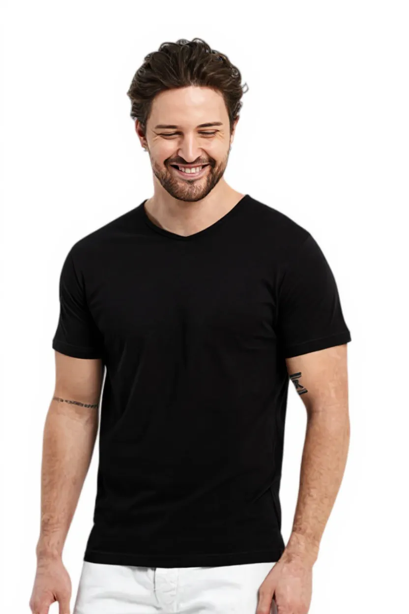 Farklı Renklerde Yüksek Kalite V Yaka Tişört XS-XXL, 3XL - görsel 2