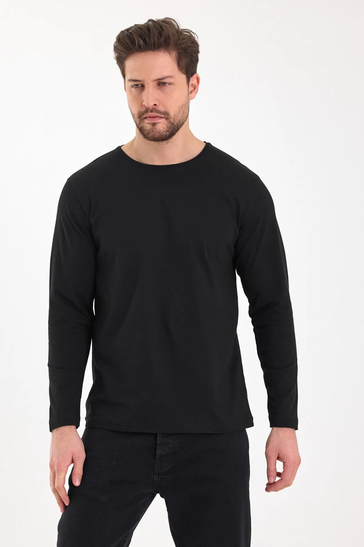 SİYAH ve BEYAZ Unisex 0 Yaka Uzun Kol Sweatshirt